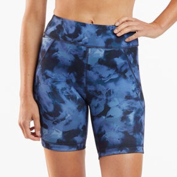 Title Nine Mad Dash 7" Vignette Blue Tie Dye Running Shorts Size XS Bike Stretch - Picture 1 of 10